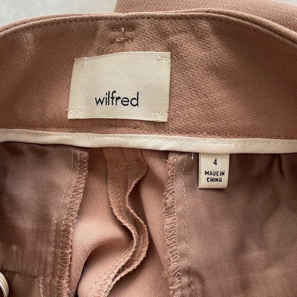 Wilfred Tie-Front Pants Casual High Waisted Belted Straight Leg Tan 4 NO BELT - Picture 8 of 10